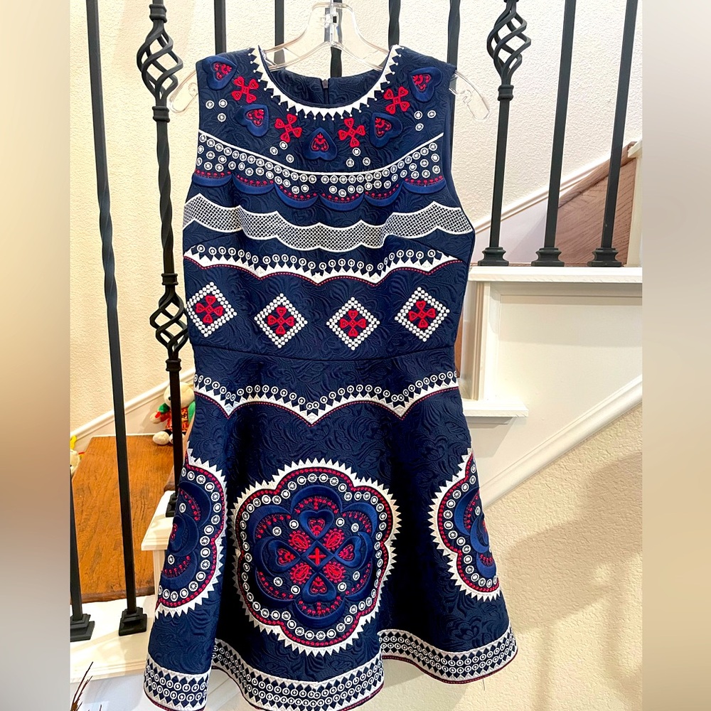 Johnny Was Like Dress in Dark Blue Red White